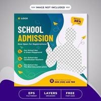 Kids school admission promotion social media post banner template, Kids back to school square flyer post template. vector