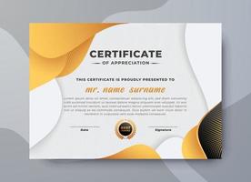 Gradient golden luxury certificate template, Diploma of modern design or gift certificate. vector