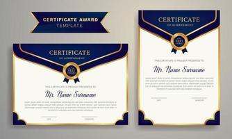 Golden Colour Certificate Award Design Template. vector