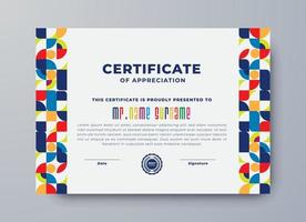 plantilla geométrica abstracta de certificado, plantilla de certificado premium con formas geométricas multicolores. vector