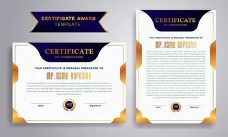 Certificate template with geometry gold and black color and badge on white background. Design for diploma, certificate of appreciation or award. vector