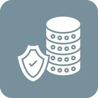 Secure Database Glyph Round Corner Background Icon vector