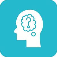 Thinking Glyph Round Corner Background Icon vector