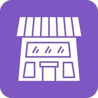 Store Front Glyph Round Corner Background Icon vector