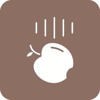 Falling Apple Glyph Round Corner Background Icon vector