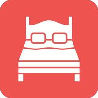 Double Bed Glyph Round Corner Background Icon vector