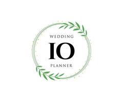 IO Initials letter Wedding monogram logos collection, hand drawn modern minimalistic and floral templates for Invitation cards, Save the Date, elegant identity for restaurant, boutique, cafe in vector