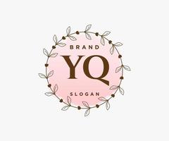 Initial YQ feminine logo. Usable for Nature, Salon, Spa, Cosmetic and Beauty Logos. Flat Vector Logo Design Template Element.