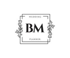 Initial BM feminine logo. Usable for Nature, Salon, Spa, Cosmetic and Beauty Logos. Flat Vector Logo Design Template Element.