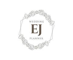 EJ Initials letter Wedding monogram logos collection, hand drawn modern minimalistic and floral templates for Invitation cards, Save the Date, elegant identity for restaurant, boutique, cafe in vector