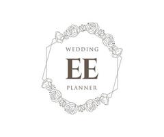 EE Initials letter Wedding monogram logos collection, hand drawn modern minimalistic and floral templates for Invitation cards, Save the Date, elegant identity for restaurant, boutique, cafe in vector