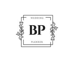 logotipo femenino inicial de bp. utilizable para logotipos de naturaleza, salón, spa, cosmética y belleza. elemento de plantilla de diseño de logotipo de vector plano.