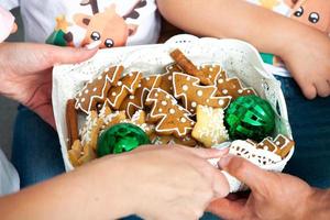 a New Year's basket full of cookies ready to give a wonderful gift to friends photo