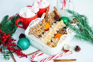 a New Year's basket full of cookies ready to give a wonderful gift to friends photo