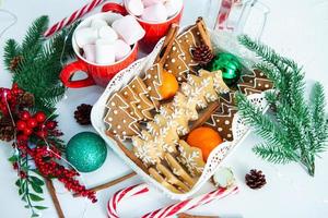 a New Year's basket full of cookies ready to give a wonderful gift to friends photo