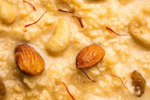 Nolen Gurer Chanar Payesh or Milk pudding of cottage cheese, rice and jaggery, bengali sweet recipe photo