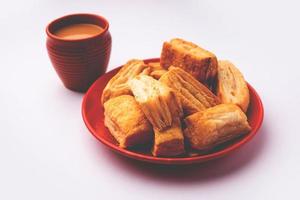 Khari puff biscuit or Kharee Puff pastry is an evergreen accompaniment with chai, Indian snack photo