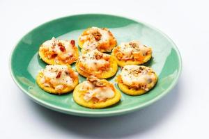 Papdi pizza are mini food bites, Indian kids favourite party snack photo