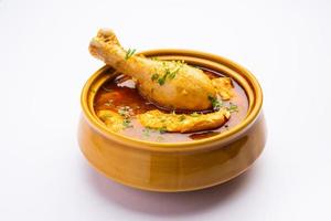 Red Chicken Curry or murgh Masala or korma with prominent Leg Piece photo