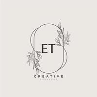 ET Beauty vector initial logo art, handwriting logo of initial signature, wedding, fashion, jewerly, boutique, floral and botanical with creative template for any company or business.