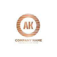 AK Initial Letter circle wood logo template vector