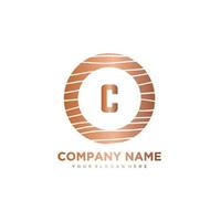 C Initial Letter circle wood logo template vector