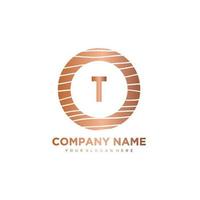 T Initial Letter circle wood logo template vector