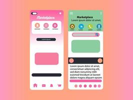 Marketplace user interface design for mobile application vector