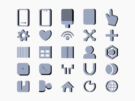 archivo vectorial de conjunto de iconos de interfaz de usuario de color gris claro vector