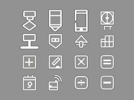 Line art UI icon set vector design