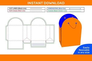 bolsa de compras, bolsa de transporte y plantilla de línea de bolsa de zapatos, archivo vectorial 3d editable línea de línea de caja fácilmente redimensionable y caja 3d vector