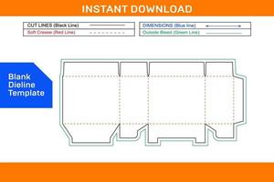 Box dieline template and editable easily resizeable Blank dieline template vector