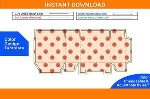 plantilla de línea de caja corrugada de embalaje y diseño de caja 3d y plantilla de diseño de color fácilmente redimensionable editable vector