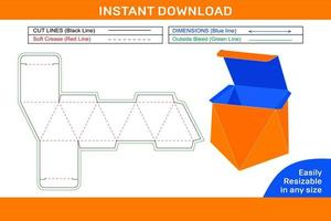 8 face box Deline Template or Diamond Shape tuck end 8 face Box dieline and 3D box vector