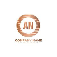 AN Initial Letter circle wood logo template vector