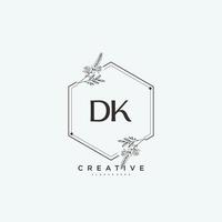 dk arte del logotipo inicial del vector de belleza, logotipo de escritura a mano de firma inicial, boda, moda, joyería, boutique, floral y botánica con plantilla creativa para cualquier empresa o negocio.