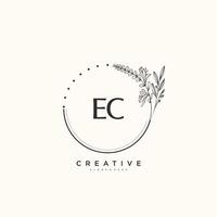 EC vector initial logo art, handwriting logo of initial signature, wedding, fashion, jewerly, boutique, floral and botanical with creative template for any company or business.