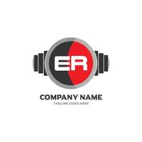 ER Letter Logo Design Icon fitness and music Vector Symbol.