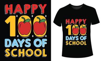 feliz 100 días de diseño de camiseta escolar vector