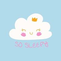 cute cloud with dimples and crown vector