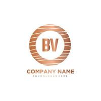 BV Initial Letter circle wood logo template vector