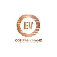 EV Initial Letter circle wood logo template vector