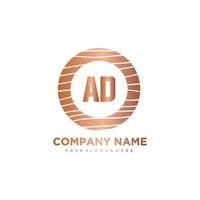 AD Initial Letter circle wood logo template vector