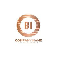 BI Initial Letter circle wood logo template vector