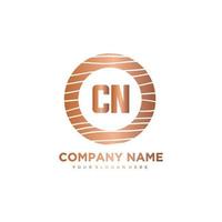 CN Initial Letter circle wood logo template vector