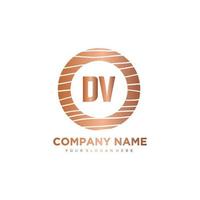 DV Initial Letter circle wood logo template vector