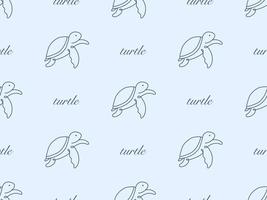 Turtle cartoon character seamless pattern on blue background vector