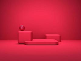 3d rendering of viva magenta geometric background. Minimal concept. Trendy color. Scene for advertising, cosmetic ads, technology, showcase, banner, game, sport, business, metaverse. Product display photo