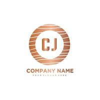 CJ Initial Letter circle wood logo template vector