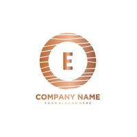 E Initial Letter circle wood logo template vector